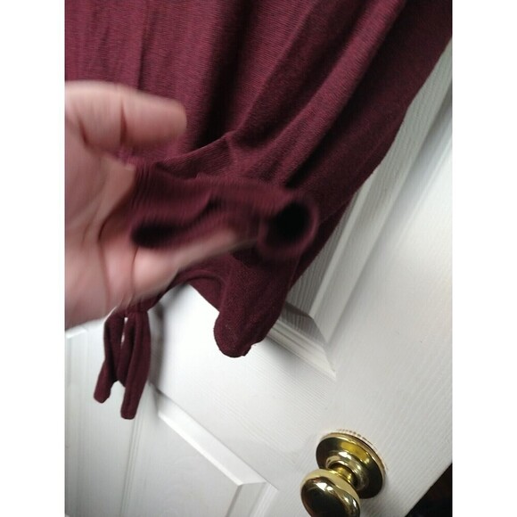 Pink Rose Burgundy Long Sleeve Front Tie Lightweight Sweater. Size L - Picture 7 of 10